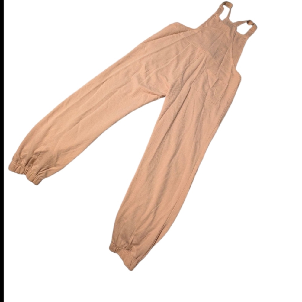 WALLFLOWER Pink Jogger Style Overalls Adj Straps Pckts Drawcord Waist Stretch LG - Picture 10 of 15